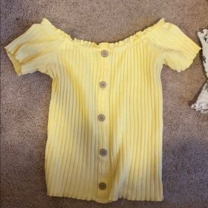short button yellow shirt